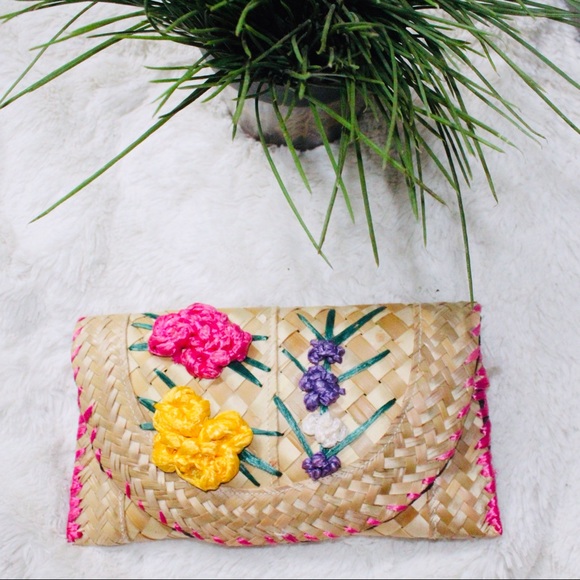 Handbags - Hand Woven Floral Embroidered Clutch